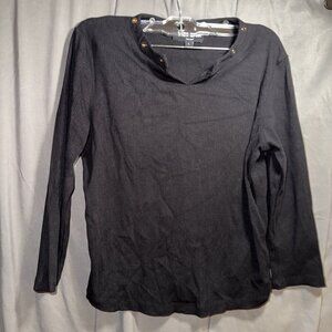 Vero Moda Minder Rib Jersey Women Size Large Black 3/4 Sleeve Top Pullover
